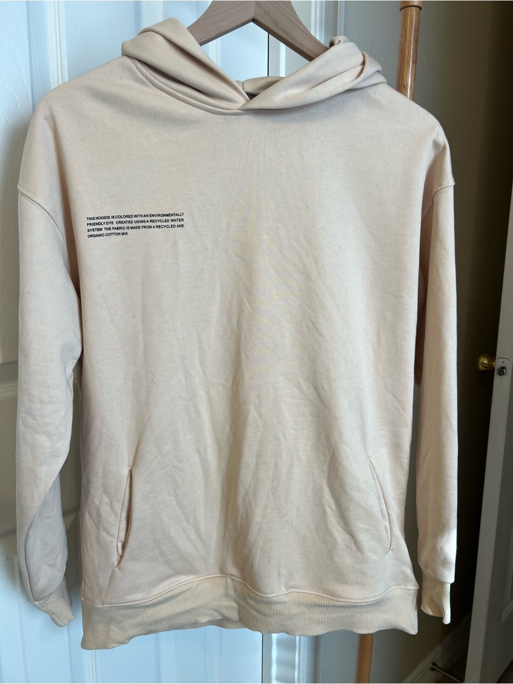 Essentials Men's Beige Pullover Hoodie with Minimal Print - Picture 2 of 7